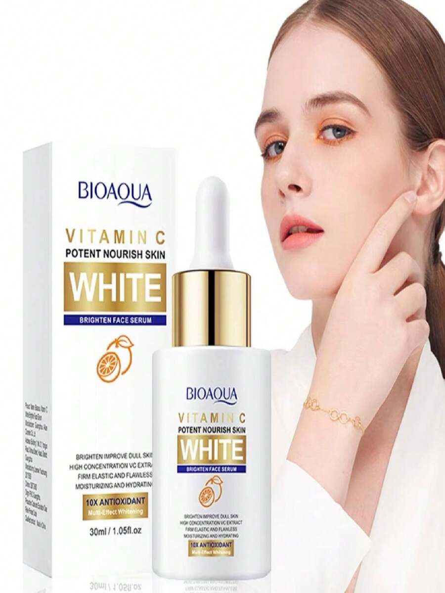 2 PIEZA BIOAQUA Serum Vitamina C | 95% Ingredientes Naturales | Skin Care | Luminosidad, Hidratación, Firmeza y Tono más Uniforme | Textura Ligera y Sin Sensación Grasosa | Suero Facial Ideal Para Todo Tipo de Piel -30ml - transparente - Ver 1