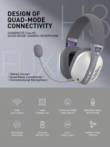 Havit Fuxi-h3 灰色降噪無線耳機,附麥克風,相容於 pc/手機/switch,26 小時電池續航時間,四模式連接有線耳機,24 毫秒低延遲 - 灰色 - 查看 3