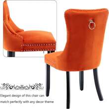 2/4/6 Piece Set Velvet Upholstered Dining Chairs, Wingback  Side Chairs Button Tufted With Solid Wood Legs For Kitchen,Dining Room. - Orange - View 6