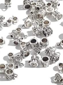 20入古色銀合金吊墜珠寶連接吊飾手鐲吊墜連接器間隔珠寶扣配件手鐲項鍊diy定位扣 - 復古銀色 - 查看 4