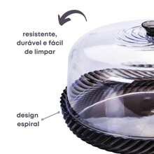 Queijeira De Acrílico Com Tampa Porta Queijos Luxo - Preto - Visão 5