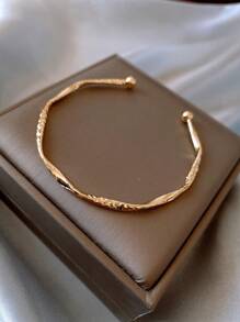 Andkiss 1pc Twisted Open Cuff Bracelet - Yellow Gold - View 3