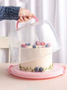 Reusable 8-inch Tall Cake Box With Handle For Birthday Party, Baking And Plastic Packaging Box - Pink - View 2