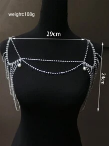 Luxury Sparkling Rhinestone Shoulder Chain, Bridal Wedding Body Jewelry