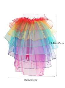 1 件女士彩虹芭蕾短裙成人漂亮女士尾裙芭蕾短裙女士多层彩虹裙摆舞蹈薄纱芭蕾短裙俱乐部服装狂欢节美国派对舞蹈仙女