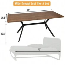 DC DICLASSE 71"x35.5" Dining Table for 6-8 Mid-Century Modern Rectangle Wood Kitchen Table Farmhouse Dining Table Balcony Cafe Bar Conference - màu óc chó - Xem 2