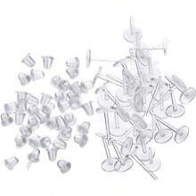 50pairs/100sets Or 150pairs/300sets Clear Silicone Plastic Ear Plugs, Diy Earring Post With Metal Ear Stud - Clear - View 6