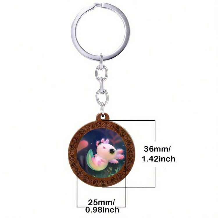 Acocil Salamandra Patrón S Llavero Con Piedra Preciosa Y Cuerda De Cera De Madera, Llavero De Madera Con Piedra Preciosa Halloween Navidad - Café integral - Añade 3
