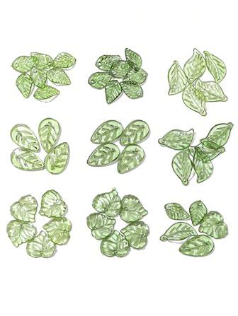 beadia 50/100入組簡約小型透明綠色葉形亞克力吊墜,適用於diy項鍊手鍊耳環髮夾珠寶首飾製作配件藝術工藝手工材料