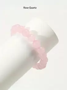 1 Pezzo / 20 Colori / Pietra Preziosa Naturale Rara Di Cristallo, Braccialetto Elastico In Corda Elastica Con Perle Rotonde, Regalo Di Compleanno Per Uomo E Donna Dello Stesso Stile - Multicolore - Visualizzare 23