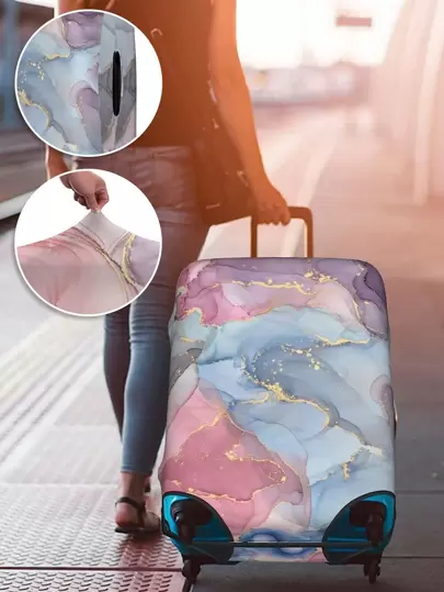 时尚大理石纹行李箱套 保护性行李箱套 拉杆箱 全印花旅行箱 弹力防尘罩 18 至 32 英寸 学校用品 返校用品 大学宿舍学生必备 旅行箱套 行李保护套 男女适用 假期旅行 户外包 学校用品