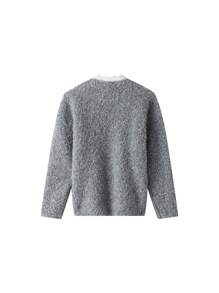 Annil Jersey de cuello alto redondo azul para niña con Bottom cálida