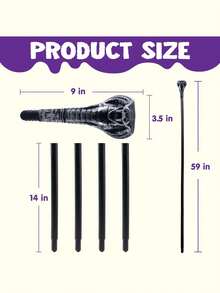 Spooktacular Creations Halloween Snake Staff Walking Cane Egyptian Walking Stick Accessories Pimp Cane Prop For Halloween Party Pretend Play Costume, Halloween Dress Up