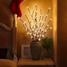 Majisu 1入櫻花枝形燈,20支家居風格裝飾花枝燈,家居花瓶裝飾,婚禮生日聖誕節假日派對室內外使用,暖白色光 - 白色 - 查看 1