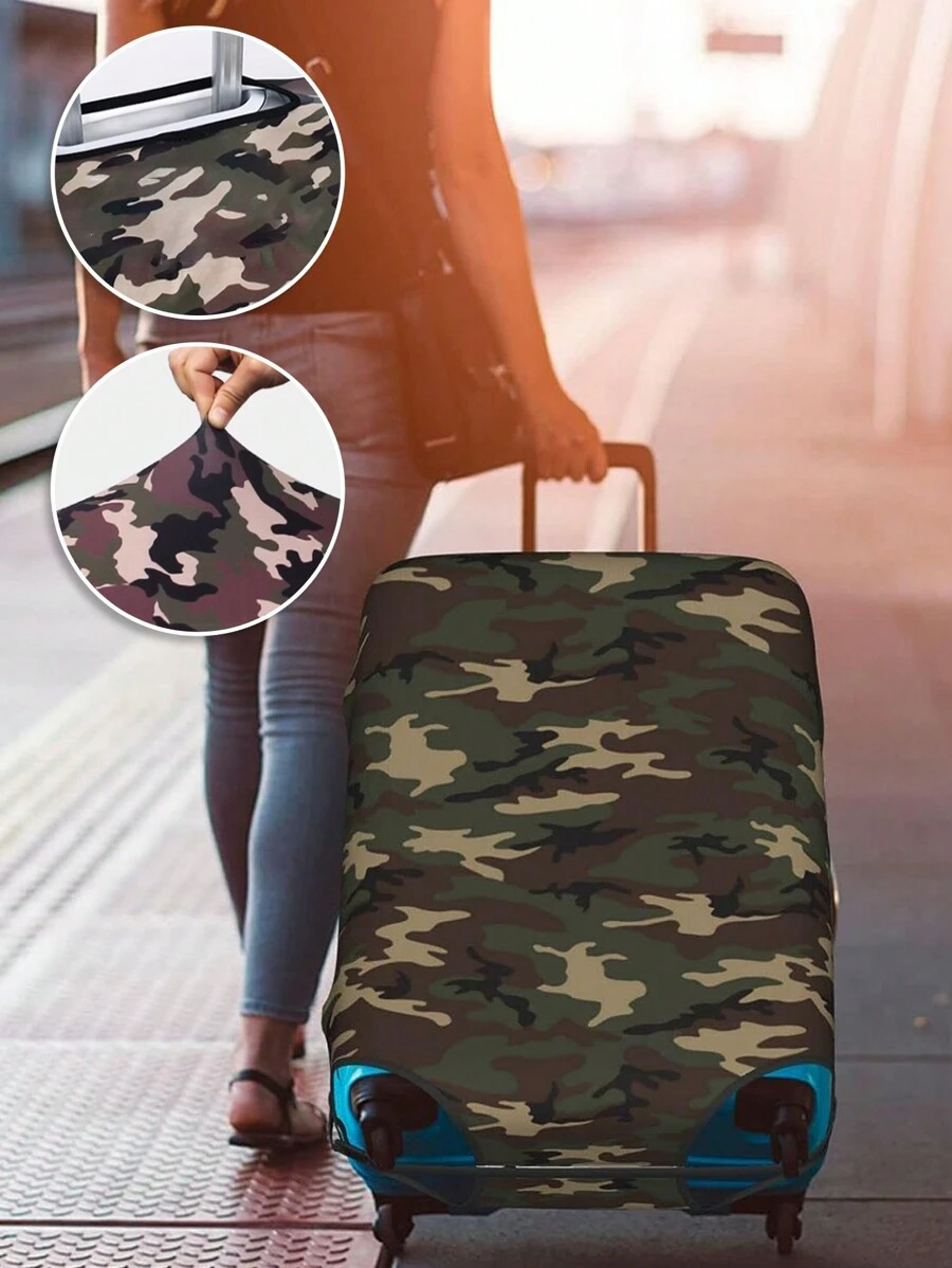 迷彩行李箱套圖形花紋可水洗行李箱套防塵旅行配件學校用品返校必備大學宿舍必需品 - 彩色 - 查看 1
