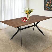 DC DICLASSE 71"x35.5" Dining Table for 6-8 Mid-Century Modern Rectangle Wood Kitchen Table Farmhouse Dining Table Balcony Cafe Bar Conference - màu óc chó - Xem 10