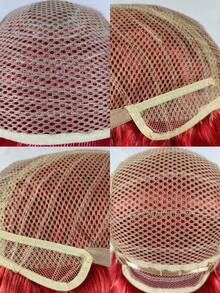 24吋紅色合成纖維捲髮頭套配側劉海和發束,日常穿戴 - 紅色 - 查看 6