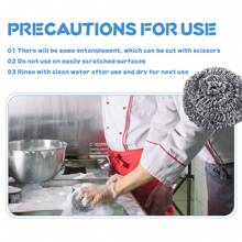 6 Unids/set Esponja De Alambre De Acero Inoxidable Grande Sin Limpieza De Residuos Para Uso Doméstico, Ayudante De Limpieza De Utensilios De Cocina - Plateado - Ver 4