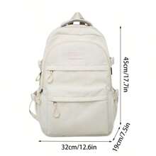 新款女士純色背包,中/高中學生和大學生旅行大容量旅行袋,適用於青少年女孩,女性大學生,男孩和男性,戶外,旅行,外出,返學,工作,商務,通勤,防水,經典,休閒 - 白色 - 查看 9
