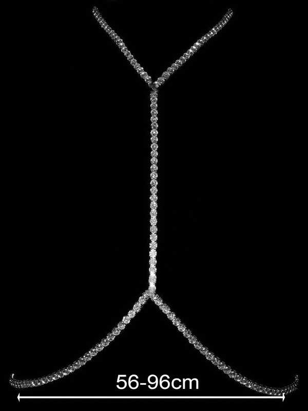 1pc Silver Color Simple & Fashionable Rhinestone Chest Chain For Women