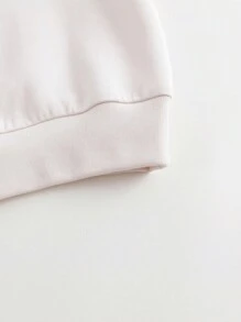 2pcs/set Young Girls' Casual Sports Raglan Sleeve Loose Round Neck Sweatshirt And Flared Pants Fall Outfits - Beige - View 7