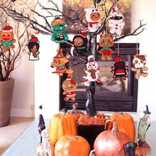 12入組恐怖南瓜鬼飾品,適用於萬聖節/聖誕節派對裝飾,和骷髏木乃伊的裝飾