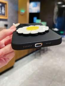 1 pezzo Custodia per telefono con motivo di girasole con specchio compatibile con Apple / Samsung / Xiaomi / Oppo / Infinix / Vivo / Realme - nero - Visualizzare 5