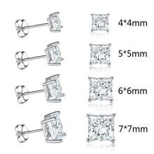 MDFUN 925純銀方形立體切割鋯石18k鍍金耳針,適合男女,日常佩戴和低敏。 - 白色 - 查看 2