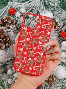 1pc Hand-painted Christmas Gingerbread Man Phone Case Compatible With Iphone - Multicolor - View 2