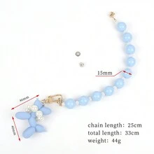 1pc Lovely Balloon Dog White Phone Case With Pearl Chain Strap, Phone Wristband Accessory For Diy Decoration, Korean Ins Style - White - View 6