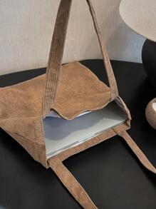 1 Miếng Giải trí Màu thuần Vải to sợi Đơn giản Nhẹ Gấp lại Vai & Tay Túi tote Đối với Hằng ngày & Mua sắm - màu nâu - Xem 9