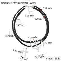 1pc Fashionable Cross Pendant Necklace For Men, Black Rope Chain Necklace - cross - View 2