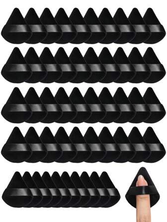 Mini triangelformad puderpuff (50 st/förpackning), tillverkad av ultramjuk sammet, speciellt utformad för konturering, ögon- och vrår, foundationblandningsbehållare för sminksvamp, lämplig för alla hudtyper., Makeup, billigt, rumsinredning, sminkbord, resor, sovrum, sminktillbehör, puff, sminkblandare, puderpuff, sminksvamp, billigt, presenter, sminkverktyg, billiga saker, presenter, presenter till kvinnor, julklappar