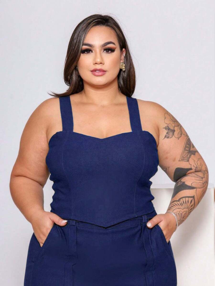 Plus Size Blouses - Navy Blue - View 1