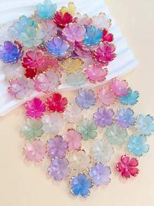 40pcs/set Fashionable Gold Foil Petal & Beaded Charms For Earrings Or Necklace Making (random Color) - Multicolor - View 1