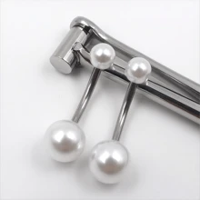 10pcs White Faux Pearl Belly Button Rings With Stainless Steel Bar - White - View 2