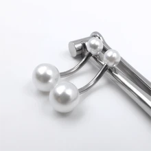 10pcs White Faux Pearl Belly Button Rings With Stainless Steel Bar - White - View 3