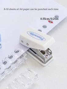 1 pieza tres en uno Set Engrapadora + Perforadora para agujeros + cinta multifuncional mini Herramienta Kit con fresco diseño para Cuaderno diario de color al azar - Multicolor - Ver 7