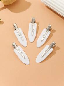 10入組黑白色實心鱷魚夾,不握痕不彎曲發夾扁平鴨嘴夾適用於髮型造型 - 彩色 - 查看 6