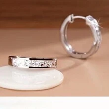 1pair Simple Water Drop Rhinestone Inlaid Ear Clip For Men, Hipster, Cool Men's Earring - White - View 3