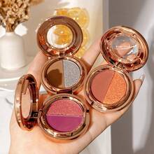 1 Paleta De Sombras De Ojos Mate Brillante Bicolor - Naranja - Ver 4