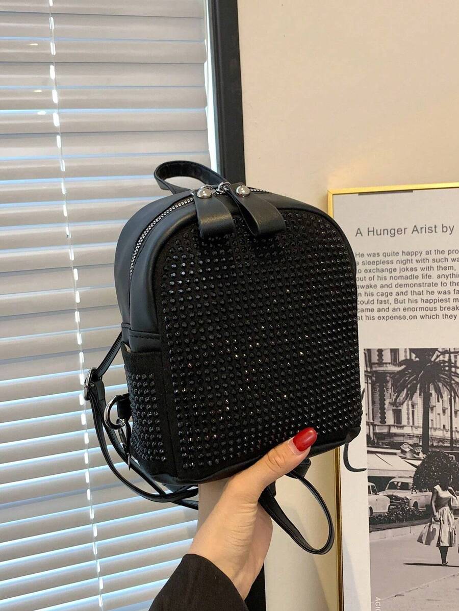 洋气小香风双肩包女2025新款通勤背包时尚百搭精致水桶包 - 黑色 - 查看 1