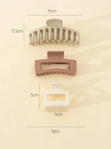 Bộ 3 kẹp tóc phong cách công sở tối giản màu trơn - Nhiều màu - Xem 4