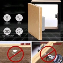 Gray No-Hole Invisible Lock Drawer Shoe Cabinet Smart Cabinet Lock No-Punch Wardrobe Lock Sauna Lock Induction Cabinet Lock - Grey - View 4