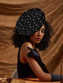 華麗頭飾帽,鴨舌酒會茶會頭箍,復古肯塔基德比華麗頭飾,星空主題帽子 - 黑色 - 查看 5