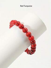 1 Pezzo / 20 Colori / Pietra Preziosa Naturale Rara Di Cristallo, Braccialetto Elastico In Corda Elastica Con Perle Rotonde, Regalo Di Compleanno Per Uomo E Donna Dello Stesso Stile - Multicolore - Visualizzare 10