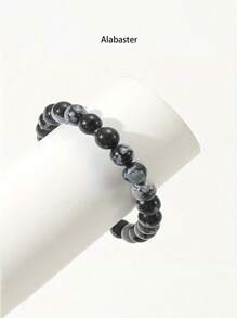 1 Pezzo / 20 Colori / Pietra Preziosa Naturale Rara Di Cristallo, Braccialetto Elastico In Corda Elastica Con Perle Rotonde, Regalo Di Compleanno Per Uomo E Donna Dello Stesso Stile - Multicolore - Visualizzare 21