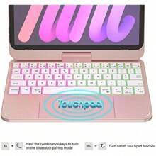 Tương thích với iPad Mini 6 Bàn phím Loại vỏ 8.3-Inch 2021 , 360 Xoay , Bàn Di chuột 7 Màu Không dây Ngược sáng Bàn phím Tương thích với iPad Mini 6th Thế hệ , Gầy Folio Lớp bảo vệ - Hoa hồng vàng - Xem 4