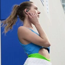 DOSS Open Ear Headphones, Bluetooth 5.3 Wireless Headphones with Digital Display Charging Case 30 Hours Playtime, Rotatable Ear Hooks, Maximized Comfort and Secure Fit Open Ear Earbuds for Workout, Walking - 黑色 - 查看 9