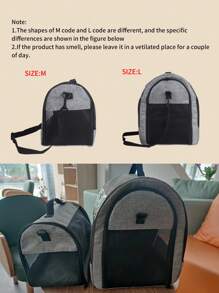 1入組滌綸面料寵物背包帶透氣網布適用於小寵物,適用於四季 - 深灰色 - 查看 4